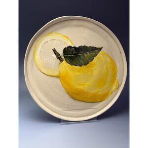 Handmade Ceramic Lemon Plate Hand-Painted Pottery Plate with Fresh Fruit Design